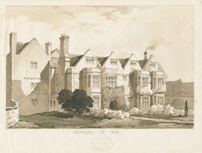 Whittington Hall: toll- és mosórajz, 1836 alkotó: Thomas Peploe Wood