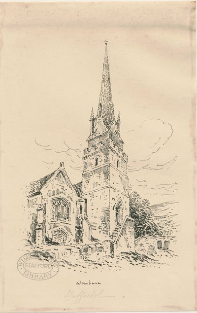 Wombourne templom: cinkográf, és [19. század közepe] (rajz) alkotó: Thomas Peploe Wood