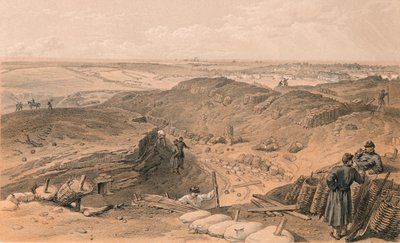 A Malakoff árka, Battery Gervais és Redan hátsó része, 1856 alkotó: Thomas Picken