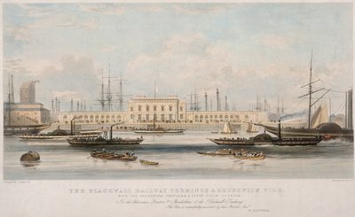 "The Blackwall Railway Terminus and Brunswick Pier", Blackwall, Poplar, London, c1840 alkotó: Thomas Picken