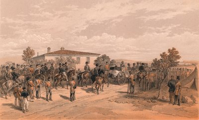 Lord Raglan temetkezési csoportja elhagyja a főhadiszállást, 1856 alkotó: Thomas Picken