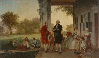 Washington és Lafayette a Mount Vernonnál, 1784 Washington otthona a háború után, 1859. alkotó: Thomas Pritchard Rossiter