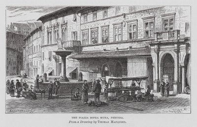 A Piazza Sopra Mura, Perugia (metszet) alkotó: Thomas Robert Macquoid