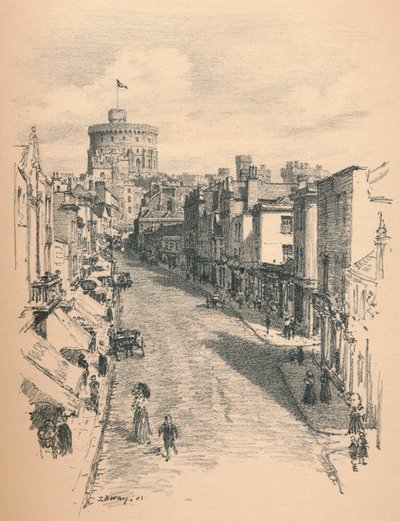 A windsori kastély nagy tornya a Peascod Street felől, 1902 alkotó: Thomas Robert Way