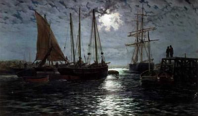 Holdfényes kikötő (olaj, vászon) alkotó: Thomas Rose Miles