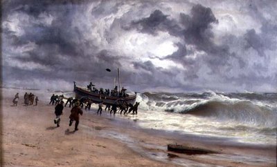 A Mentőhajó vízre bocsátása alkotó: Thomas Rose Miles