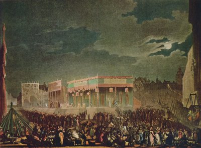 „Bartholomew Fair: From the Outside”, 1942. Művészek: Thomas Rowlandson, Augustus Charles Pugin. alkotó: Thomas Rowlandson, Augustus Charles Pugin