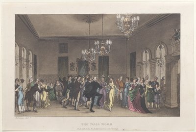 The Ball Room, Scarborough költői vázlataiból, 1813., 1813. Alkotók: Thomas Rowlandson, Joseph Constantine Stadler, J. Bluck. alkotó: Thomas Rowlandson, Joseph Constantine Stadler, J. Bluck