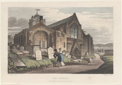 The Church, from Poetical Sketches of Scarborough, 1813., 1813. Alkotók: Thomas Rowlandson, Joseph Constantine Stadler, J. Bluck. alkotó: Thomas Rowlandson, Joseph Constantine Stadler, J. Bluck