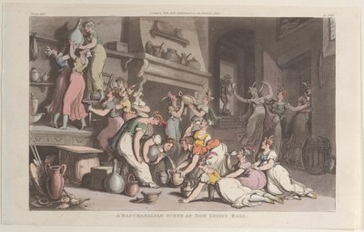 Bakkán-jelenet Don Luigi bálján, Nápolyból és a Campagna Felice-ből: in..., 1815. június 1. alkotó: Thomas Rowlandson