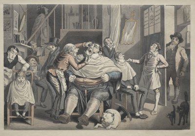 Egy fodrászüzlet alkotó: Thomas Rowlandson