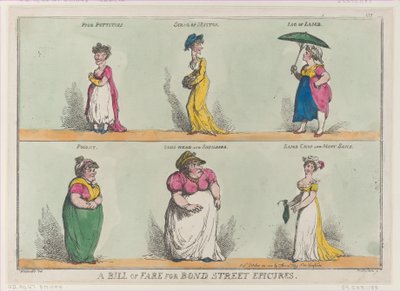 Viteldíj a Bond Street Epicures számára!!, 1808. október 25., 1808. október 25. alkotó: Thomas Rowlandson