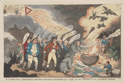 „A demokrácia varázsa” – áttekintve, elemzve és megcáfolva, 1799. január 11-én, a művel kapcsolatban álló barátai megdöbbenésére alkotó: Thomas Rowlandson