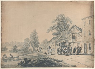 Egy kocsi egy fogadó előtt alkotó: Thomas Rowlandson