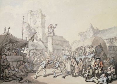 Cornish birkózómérkőzés, alkotó: Thomas Rowlandson