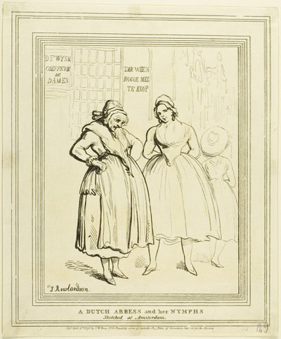 Egy holland apátnő és nimfái felvázoltak Amszterdamban alkotó: Thomas Rowlandson