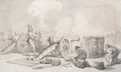 Francia tüzérségi hadosztály akcióban (akvarell) alkotó: Thomas Rowlandson