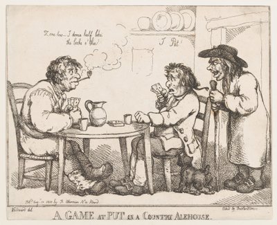 Játék a Put in a Country Alehouse-ban, 1810. augusztus 10., 1810. augusztus 10. alkotó: Thomas Rowlandson