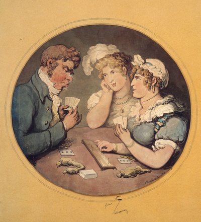 Cribbage játék, 1818 alkotó: Thomas Rowlandson