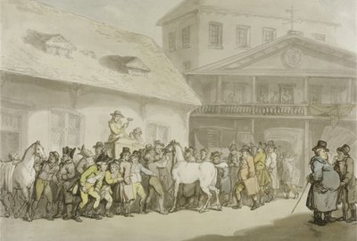 Lóvásár a Hopkins Repository-ban, Barbican, 1798-1800 körül (toll, tinta és akvarell papíron) alkotó: Thomas Rowlandson