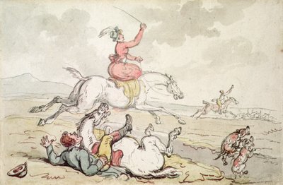 Vadászati incidens (toll, tinta és akvarell papíron) alkotó: Thomas Rowlandson