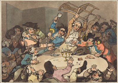A Kick-up at a Hazard Table, 1787-ben jelent meg. alkotó: Thomas Rowlandson