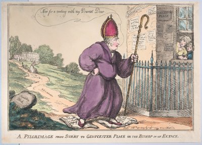 Zarándoklat Surryból Gloucester Place-be vagy a püspökhöz Extacy-ban, 1809. február 27. alkotó: Thomas Rowlandson