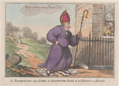 Zarándoklat Surryból Gloucester Place-be vagy a Bishop in an Extacy-ba, 1809. február 27. alkotó: Thomas Rowlandson