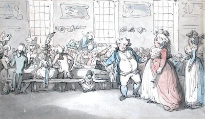 Nyilvános reggeli (toll, tinta és akvarell papíron) alkotó: Thomas Rowlandson