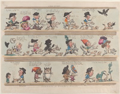 Pigmeusmacska-vadászat, Szobák és termek határai, 9. tábla, 1799. június 20., 1799. június 20. alkotó: Thomas Rowlandson