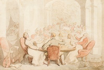 Egy fergeteges ebéd egy vidéki házban (tus és színes mosás, papír) alkotó: Thomas Rowlandson