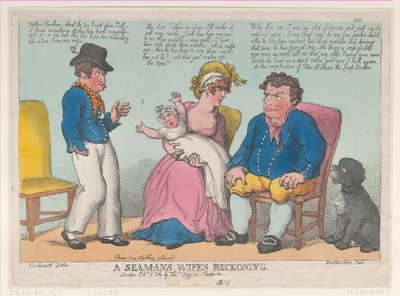 Egy tengerész feleségének számonkérése, 1812. július 15., 1812. július 15. alkotó: Thomas Rowlandson