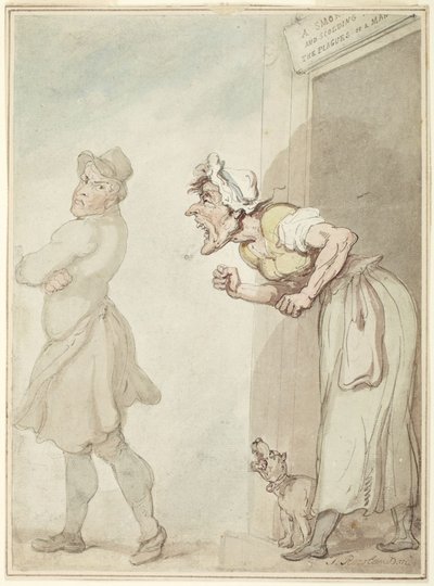 A füstölgő kémény és a szidalmazó feleség: az ember csapásai alkotó: Thomas Rowlandson
