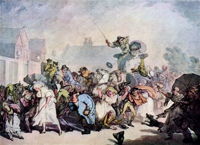 Vihar a Hyde Parkban, 1791, 1929 alkotó: Thomas Rowlandson