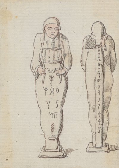 Egy múmia, elölről és hátulról alkotó: Thomas Rowlandson