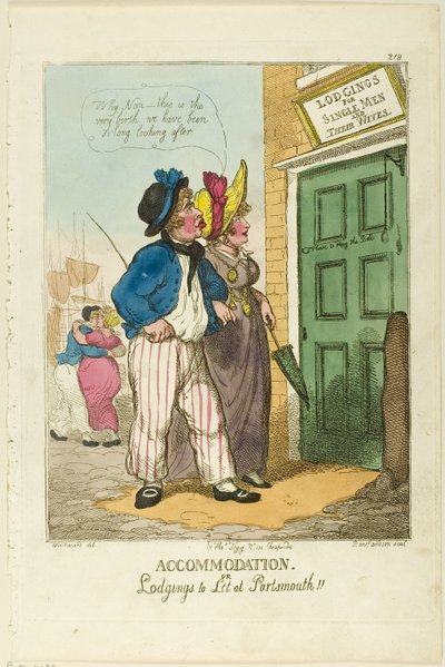 Szállás vagy szállás Portsmouthban alkotó: Thomas Rowlandson