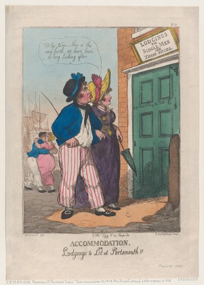 Szállás vagy bérbeadó szállás Portsmouthban!!, 1808. június 30., 1808. június 30. alkotó: Thomas Rowlandson