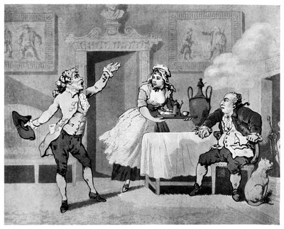 Színész szaval egy menedzsernek, 18. század vége. alkotó: Thomas Rowlandson