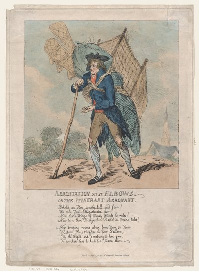 Aerostation out at Elbows, avagy The Ininerant Aeronaut, 1785. szeptember 5., 1785. szeptember 5. alkotó: Thomas Rowlandson