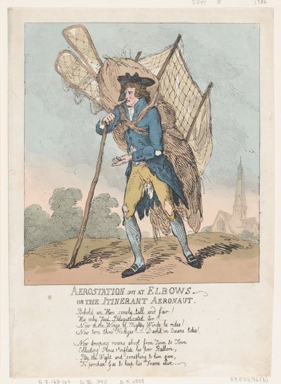 Aerostation out at Elbows, avagy The Ininerant Aeronaut, 1785. szeptember 5., 1785. szeptember 5. alkotó: Thomas Rowlandson