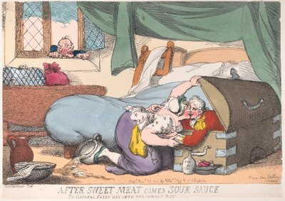 Miután édes hús érkezett savanyú szósz, vagy Casey tizedes bekerült a rossz dobozba, ..., 1810. november 30 -án. alkotó: Thomas Rowlandson