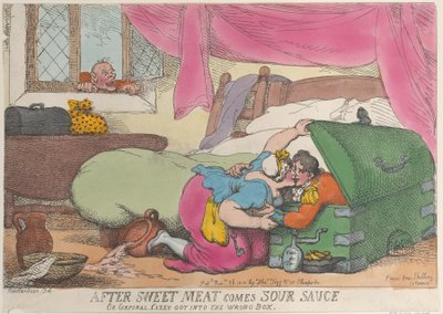 Miután az édes hús jön savanyú szósz, avagy Casey tizedes bekerült a rossz dobozba, ..., 1810. november 30. alkotó: Thomas Rowlandson