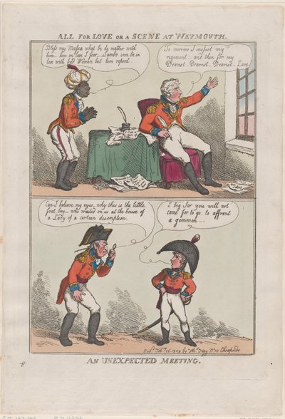 All for Love or A Scene at Weymouth, Egy váratlan találkozás, 1809. február 26., 1809. február 26. alkotó: Thomas Rowlandson