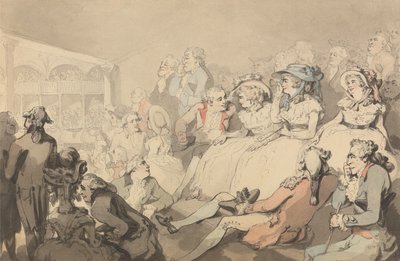 A Drury Lane Színházban színdarabot néző közönség alkotó: Thomas Rowlandson