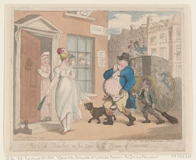 Egy régi tag az alsóház felé vezető úton, 1802. szeptember 1., 1802. szeptember 1. alkotó: Thomas Rowlandson