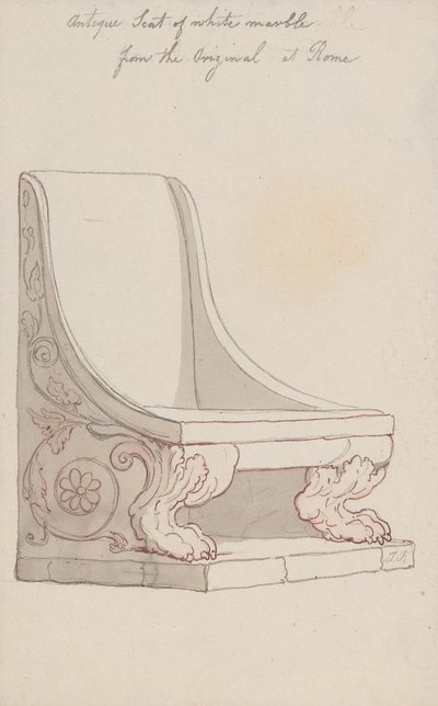 Római eredeti mintára készült antik fehér márvány szék alkotó: Thomas Rowlandson