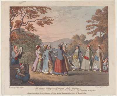 Ahány figura, táncol, ahogy a hullámok gurulnak a tengeren, amikor vihar tombol..., 1804. július 31. alkotó: Thomas Rowlandson
