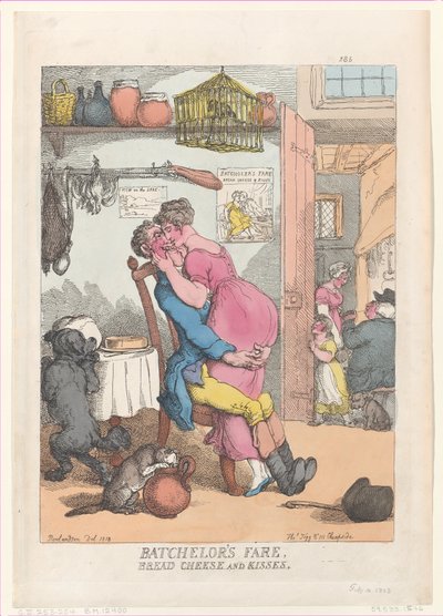 Legénybér, kenyér, sajt és csókok, 1813. február 10., 1813. február 10. alkotó: Thomas Rowlandson