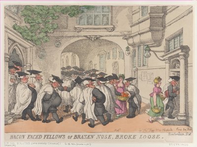 Bacon Faced Fellows of Brazen Nose, Broke Loose, 1811., 1811. alkotó: Thomas Rowlandson