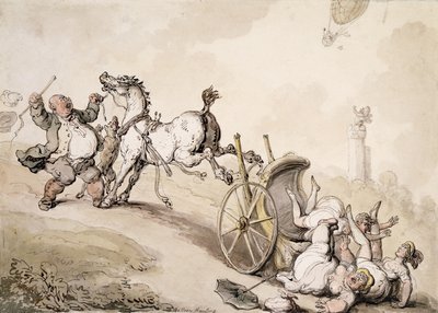 Léggömbvadászat Lady James Folly közelében, alkotó: Thomas Rowlandson